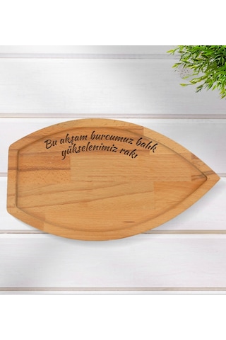 Kişiye Özel Kayık Tasarımlı Doğal Masif Ahşap Yemek Sunum Tabağı