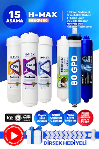 80 Gpd - Mineralli Kapalı Kasa Su Arıtma Cihazı 6 Lı Filtre Seti