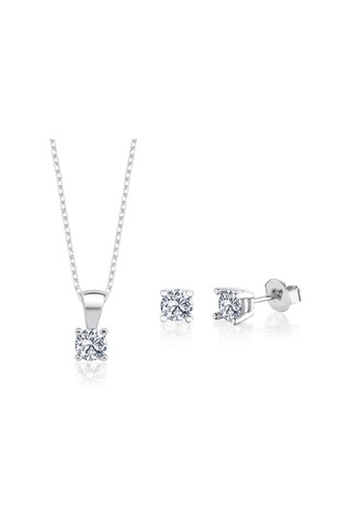 Mia Vento 1.20 Karat Effective Diamond Işıltılı Dokunuş İkili Tektaş Gümüş Set