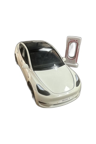 Tesla Model Y 1:24 Birebir Işıklı Maket Beyaz