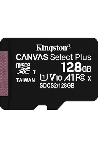 Kingston Canvas Select Plus SDCS2/128GB 128 GB MicroSDXC Class 10 UHS-I Hafıza Kartı + Adaptör