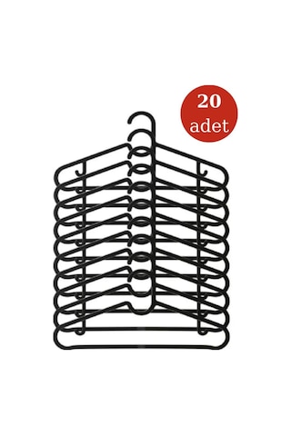 20 Adet Slim Elbise Askısı, Gömlek Pantolon Tişört Şal Kıyafet Askısı 20 Li Set Plastik Siyah Tr Diğer
