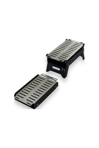 Paslanmaz Izgaralı Portatif Katlanır Mangal 47x25cm Model X1