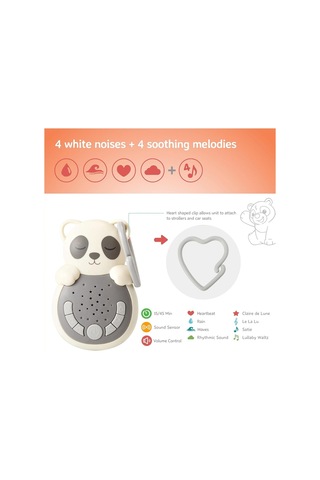 Cloud-b Sweet Dreamz Panda, Işıklı Ses Makinesi, 8 Ses, Akıllı Sensörlü Uyku Arkadaşı Çok Renkli