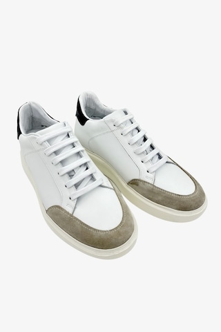 Elevold Man Erkek Hakiki Deri 7 Cm Boy Uzatan Beyaz Spor Ayakkabı Beyaz