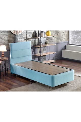Nironyatak Niron Cozy 100 x 200 CM Tek Kişilik Yatak Seti - Mavi Kumaş Baza, Başl