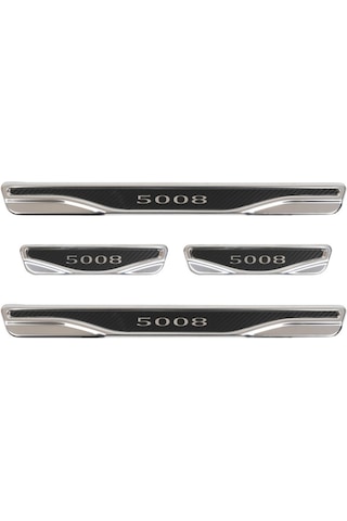 Peugeot 5008 Uyumlu Kapı Eşiği Karbon Krom 4 Parça