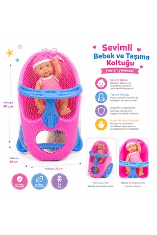 Can Oyuncak Bebek Taşıma Koltuğu Pembe Mavi 001