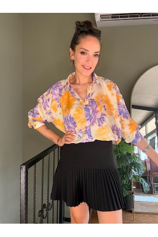 Ali Butik Lila Desenli Rahat Kalıp Gömlek