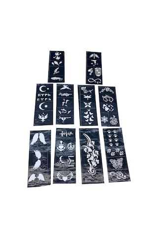 Karışık Desenli Tüp Kına Şablonu - 10'lu Paket - 8x20 Cm