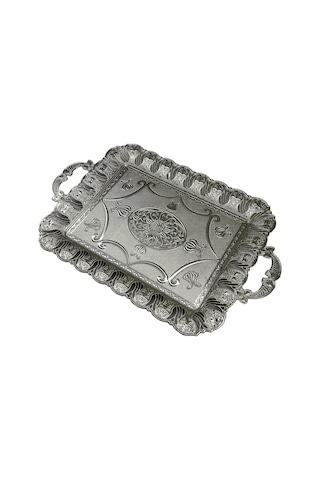 Gümüş İşlemeli Sunum Tepsisi 29cm X 45cm 709756
