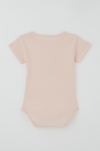 Breeze Kız Çocuk Çıtçıtlı Kısa Kollu Zıbın Body Sevimli Ceylan Baskılı 1-3 Yaş , Pudra