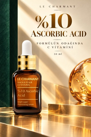 %10 C Vitamini Serumu Askorbik Asit İçeren Aydınlatıcı Yüz Bakım Serumu 30 Ml