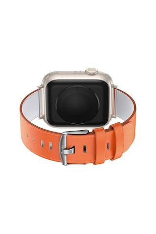 Watch 10 42mm Benks Vintage Genuine Leather Serisi Deri Kordon Strap Kayış Turuncu Turuncu