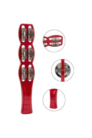 Temel Plastik Çubuk Tef 6 Zilli Kırmızı 26 Cm