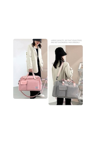 Novahub Spor Gym Çantası, Ayakkabı Bölmeli Duffle Çanta, Kadınlar İçin Hafta Sonu Seyahat Çantası Pembe Pembe