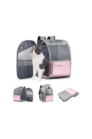 Funadd Fold Nefes Alabilen Pet Sırt Çantası Outdoor Omuzlar Kedi Çantası Pembe