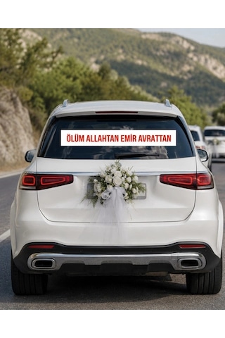 Ölüm Allahtan Emir Evrattan Araba Arkası Konvoy Yazısı 100 15 Cm Beyaz