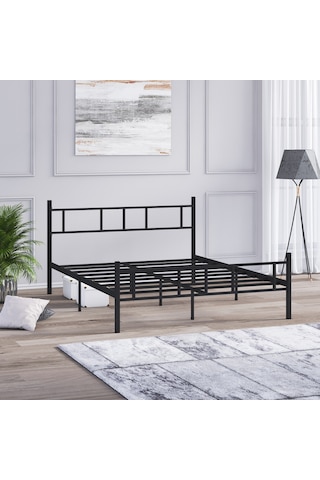 Metal Karyola, Akın Metal Karyola, 150x200 Cm Siyah, Ferforje Karyola