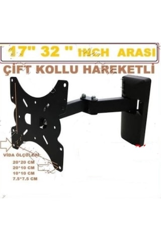 32" İnç Çift Kollu 80 82 Ekran Lcd Led Tv Hareketli Duvar Askı