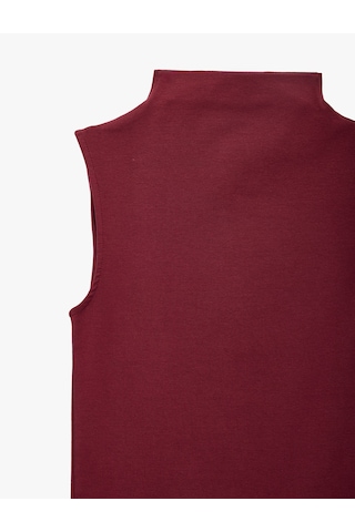 Koton Pamuklu Dik Yaka Slim Fit Kolsuz Body Bordo 7wak10056ek