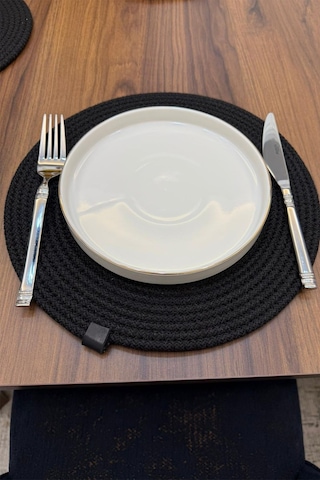 6 Adet Jüt Supla / Amerikan Servis Lux Sunum Tabak Altlığı Siyah