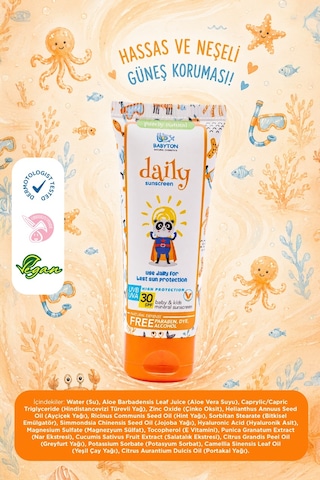Babyton Bebek&Çocuk Doğal Güneş Kremi 30 SPF 100 ML