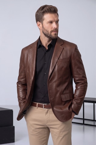 Derije Diego Hakiki Kuzu Deri Erkek Kahverengi Blazer Ceket