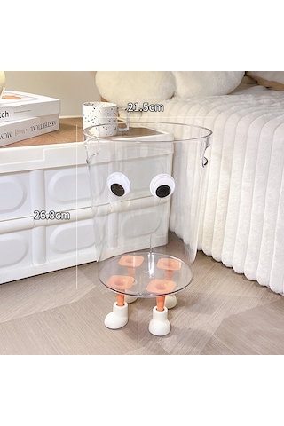 Yeni Yaratıcı Çöp Kovası Şeffaf Çöp Kutusu Gözler + Ayaklar Büyük Boy Şeffaf