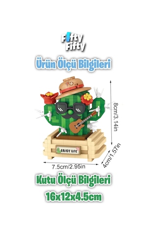 Loz Micro Block Serisi Sevimli Kaktüs 380 Parça Oyuncak Yapım Seti Fflz-8833