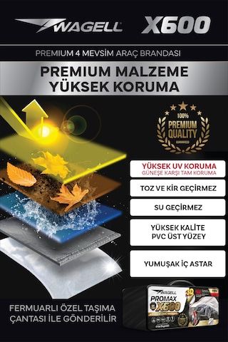 Fiat Tofaş Şahin - Doğan - X600 Klipsli 4 Mevsim Araba Brandası - Oto Çadır Örtü