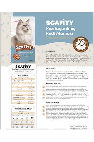 Scafiyy Somonlu Kısırlaştırılmış Yetişkin Kedi Maması 15 KG