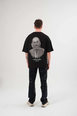 Vexor Kadın Baskılı T-shirt Kısa Kol Bisiklet Yaka Oversize Rahat Kalıp Günlük Tişört - Siyah 444349