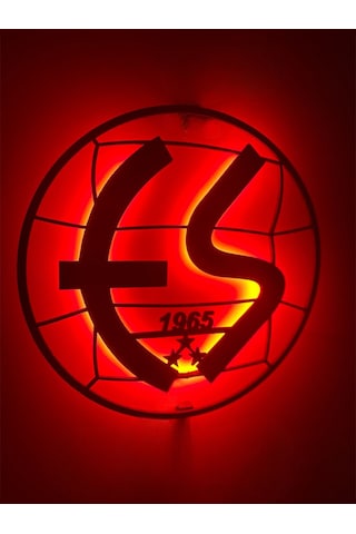 Eskişehirspor Led Işıklı Tablo Duvar Dekoru Tablosu Siyah Ahşap L
