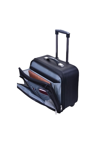 Çekçekli Orta Boy Lüx Kasalı Siyah Pilot, Evrak, Laptop, Notebook Çantası Karışık