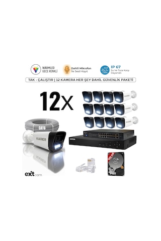 12'li Ip-5mp-poeli-sesli -gece Renkli- Su Geçirmez- Full Hd-500gb-güvenlik Kamera Seti