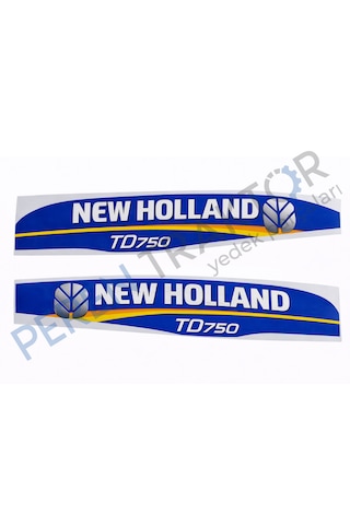 New Holland Td75d Yan Yazı Takımı Mavi Tip Kaporta Etiketi Sağ - Sol Kaput Sticker Seti