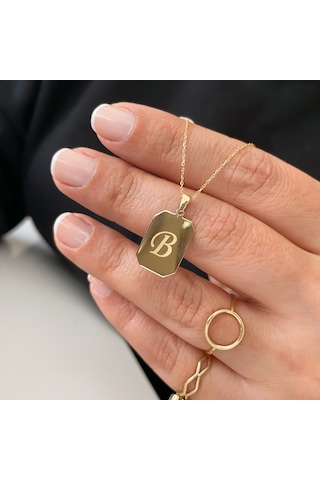 Simurg Jewellery 14 Ayar Altın Harfli Plaka Kolye