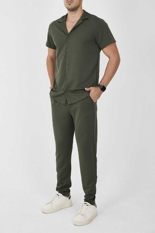 Mcz Giyim Haki Renk Krep Kumaş Slim Fit Erkek Pantolon - Gömlek Alt Üst Takım