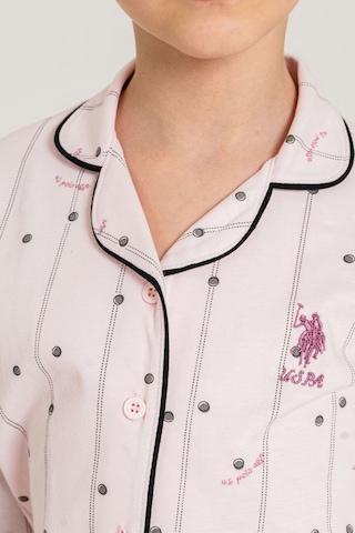 U.S. Polo Assn. Kız Çocuk Gömlek Pijama Takımı Nakışlı Pembe Uzun Kol Pijama Takımı Us2726-c-v2 Us2726-c-v2