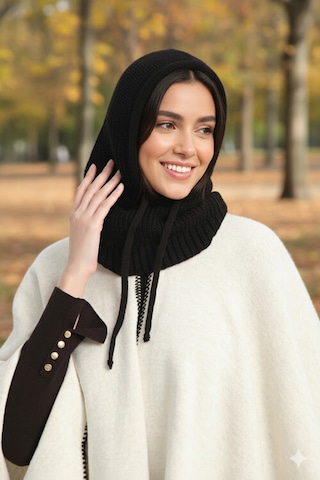 Sosyal Çarşı Siyah Balaclava Triko Başlık Siyah