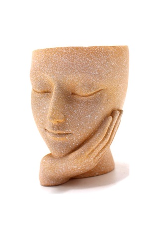 Konesam Yaratıcı Yüz Desenli Reçine Suksulent Bitki Saksısı - Masajüstü Dekoratif Bahçe Aksesuarı Ev Ofis Dekoru