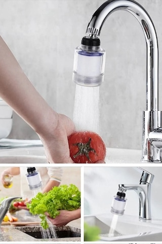 Mintev Su Tasarruflu Ve Kireç Önleyici Filtreli 360 Derece Döner Musluk Başlığı