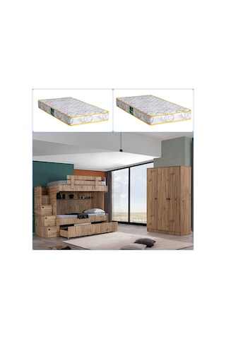 Ranza, Viva Yavrulu Ranza 3 Kapaklı Dolap + 2 Comfort Yatak 90 X 190 CM