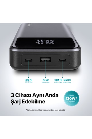 Ttec 2BB218UG Recharger Pro LCD 20.000 mAh PD 130W Taşınabilir Hızlı Şarj Aleti/Powerbank