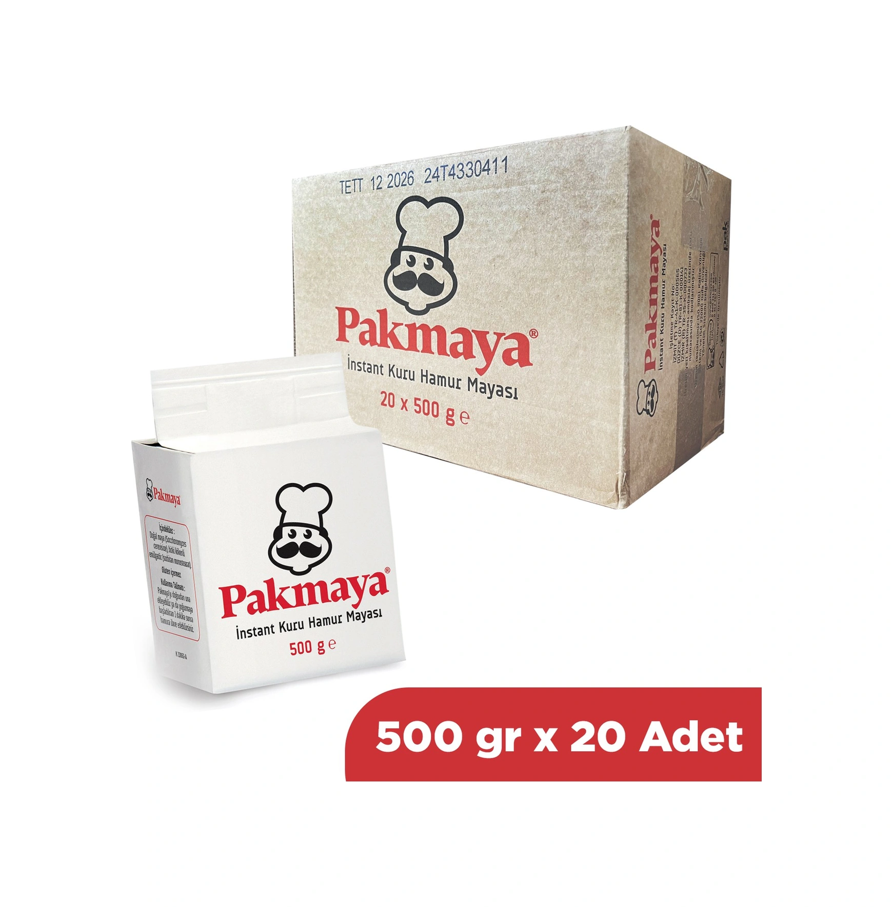 Pakmaya Instant Kuru Hamur Mayası 500 Gr X 20 Adet 1 Koli