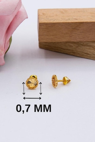 Latif Kuyumculuk 22 Ayar Altın Küpe 7 MM Yuvarlak Model Küpe Kadın Küpe Lkkp1051
