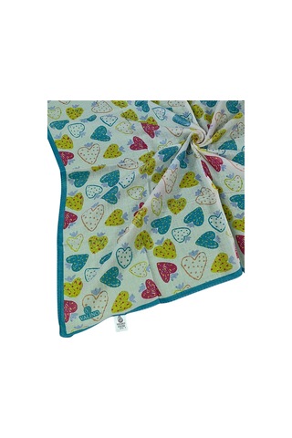 Mim Eşarp Valino Soft Pamuk Çocuk Desenli Eşarp 70x70 Cm Açık İndigo - Çilek