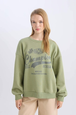 Defacto Coool Oversize Geniş Kalıp Bisiklet Yaka Baskılı Kalın Sweatshirt D5384AX24AUKH461 Haki