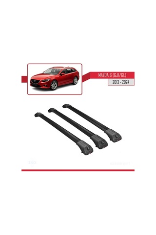 Mazda 6 Gj1/gl 2013 Ve Sonrası İle Uyumlu Ace-1 Ara Atkı Tavan Barı Siyah 3 Adet Bar